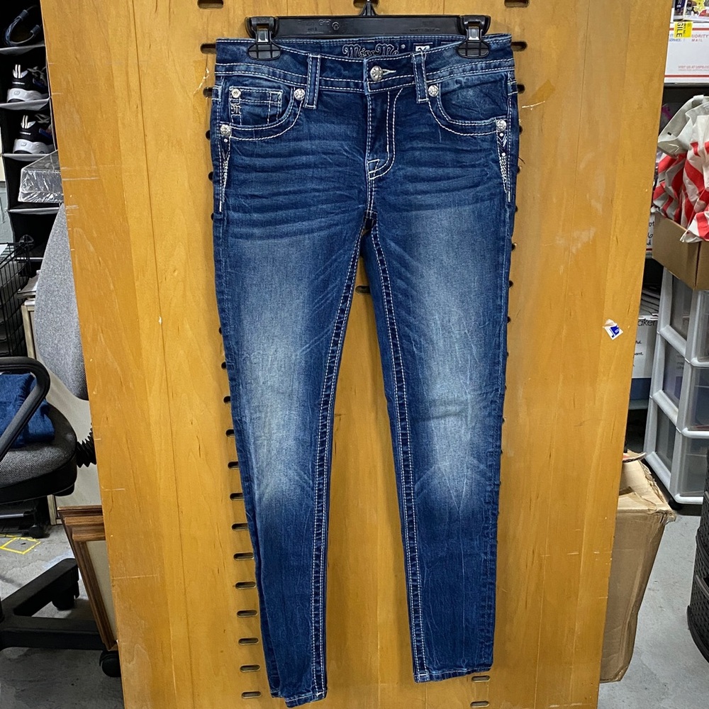 Miss Me Ankle Skinny Jeans Size 26 Embellished Pockets Stretch Denim